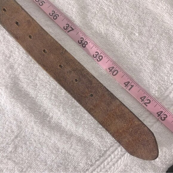 Vintage Bluenotes Brown Leather Boho Belt With Brass Tone Flowers - Picture 12 of 13